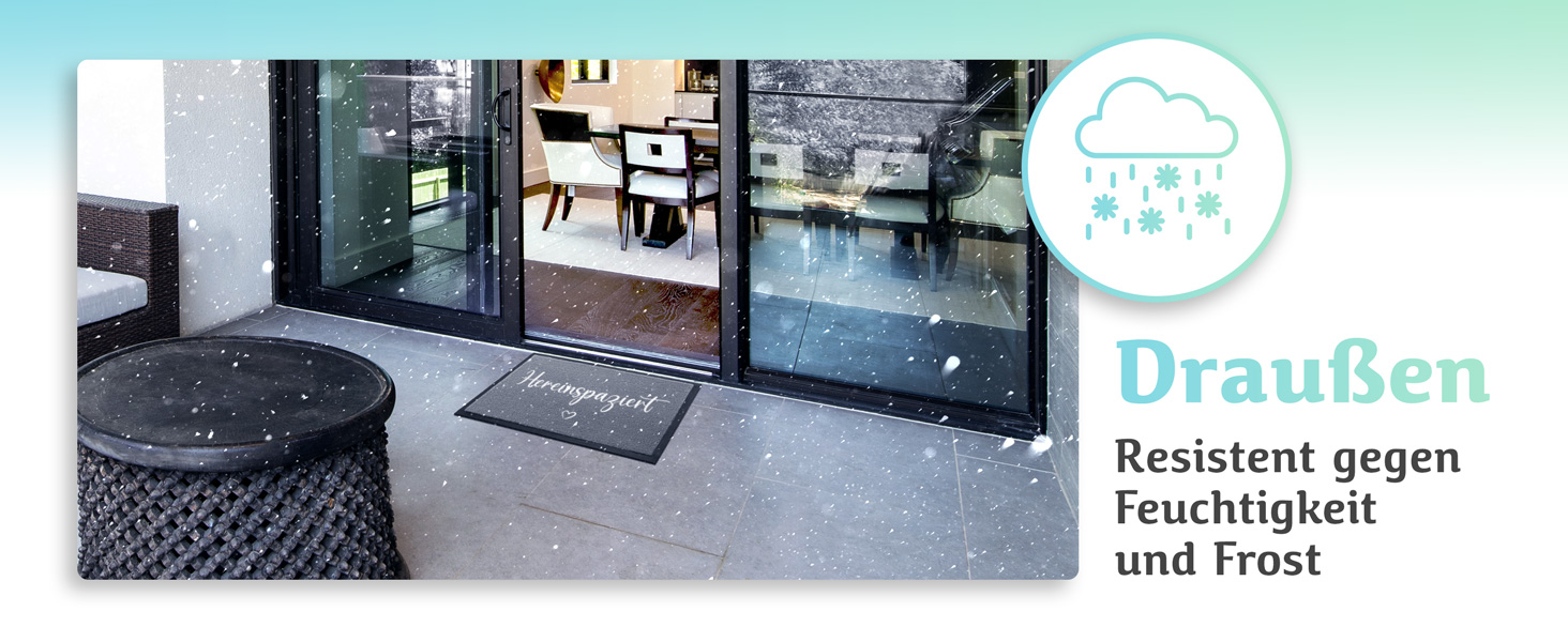 Килимок для дому Hereinspaziert 40x60 см: мийний, для порогу, з написом та серцем