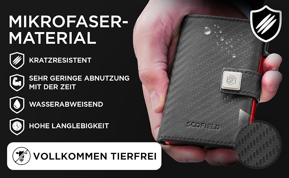 Чоловічий гаманець SF SCOFIELD з відділом для монет | Тонкий гаманець на 9-11 карт | RFID захист | Гаманець для чоловіків | Smart гаманець | Чоловіче портмоне | Чорний - Вогняно-червоний | Мюнцфах Max