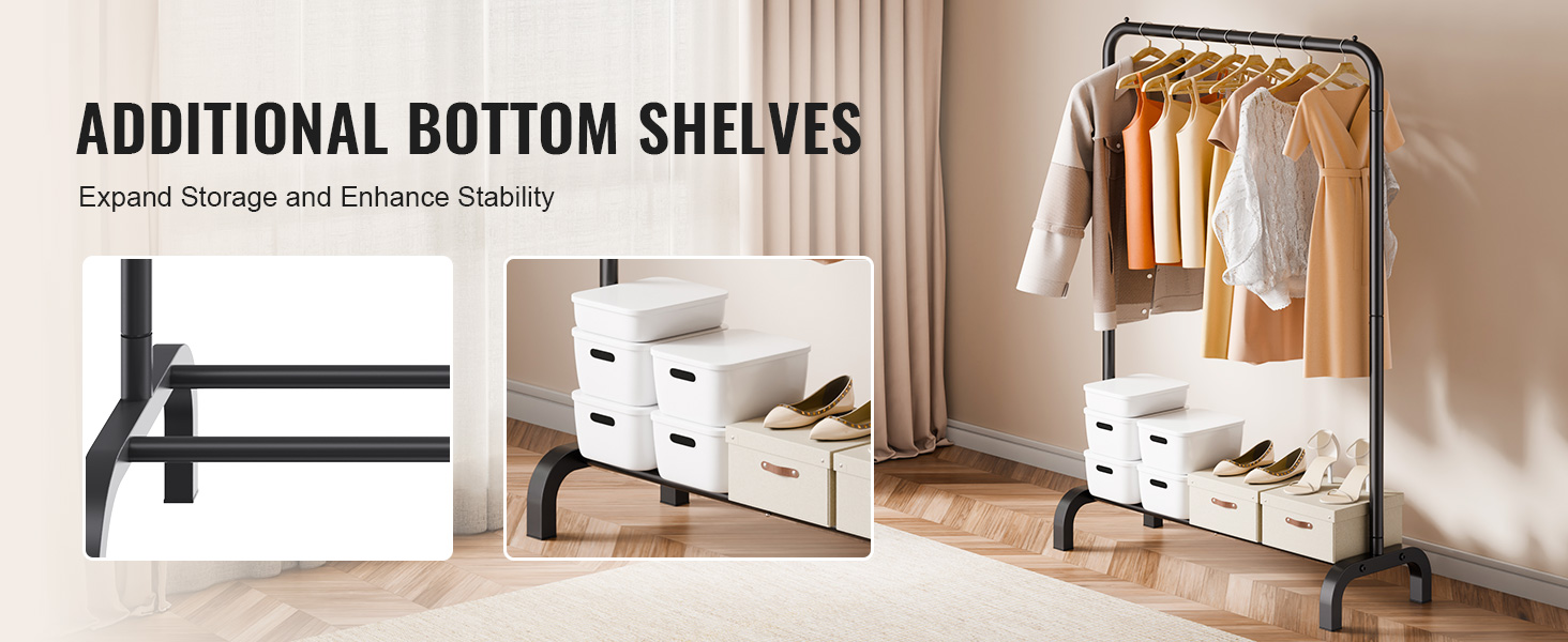 Стійка для одягу VEVOR - чорна, 400 x 1010 x 1510 мм. Підходить для спальні, ванної, гардеробу та прихожої. Міцна та універсальна