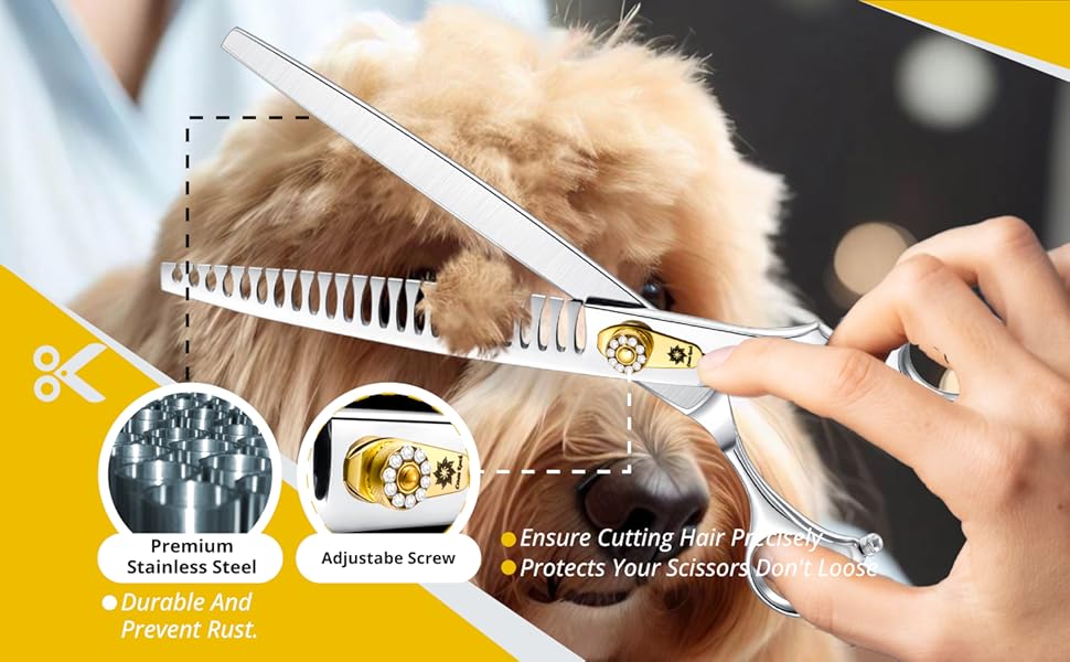 Професійна собача шерсть ножиці Dream Reach 8 дюймів - ножиці для грумінгу собак та котів з ергономічною ручкою, з високоякісної сталі 440C, з регульованим болтом