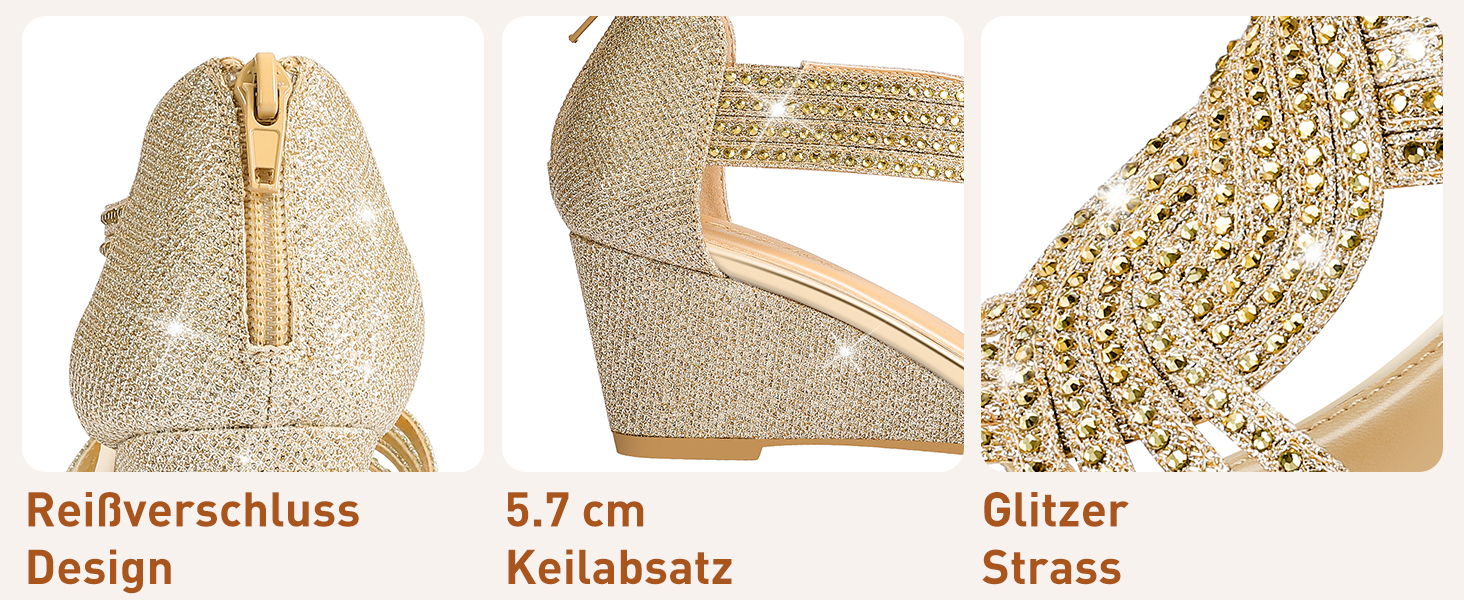 Босоніжки жіночі PIZZ ANNU на платформі та танкетці, з блискітками та стразами, чорні, 38 EU