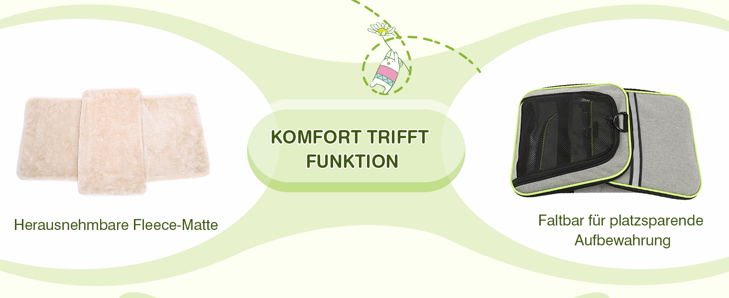Транспортна сумка для котів та маленьких собак ALLSOPETS, розширювана, з підкладкою з флісу та кишенями (сірий & зелений)