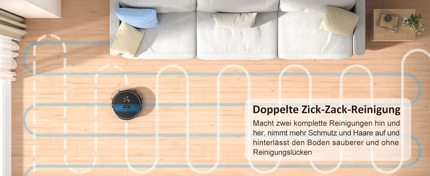 Робот-пилосос Lubluelu 3-в-1 з функцією миття підлоги, 4500Pa, лазерна навігація, 5 карт, 55 dB, для тварин, килимів, твердих підлог, (SL60D), блакитний