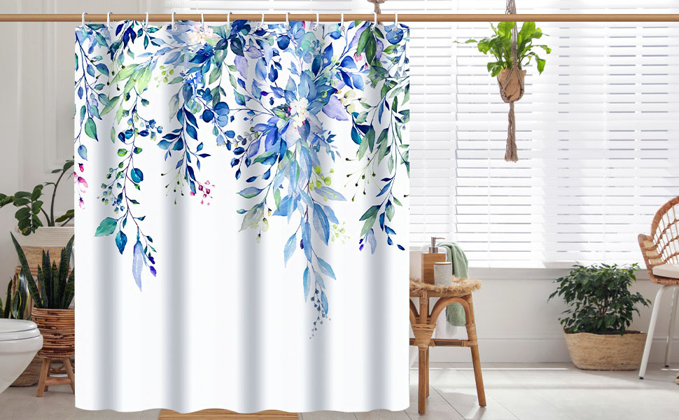 Шторка для душу текстильна з 12 гачками, водонепроникна, антигрибкова, зелена, 180x200 см