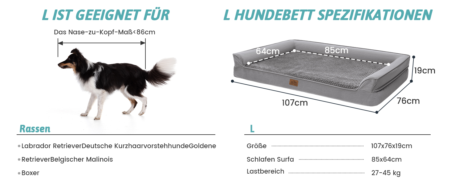 Ортопедичне ліжко для собак, маленьких порід, водовідштовхуваче, сіре, 76x51x19 см