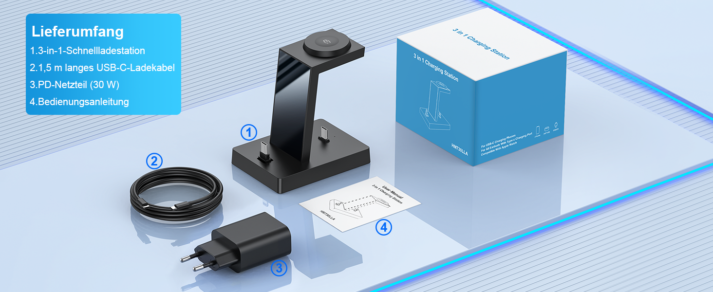 Швидкісна зарядна станція ADADPU 30W USB-C для кількох пристроїв, чорна