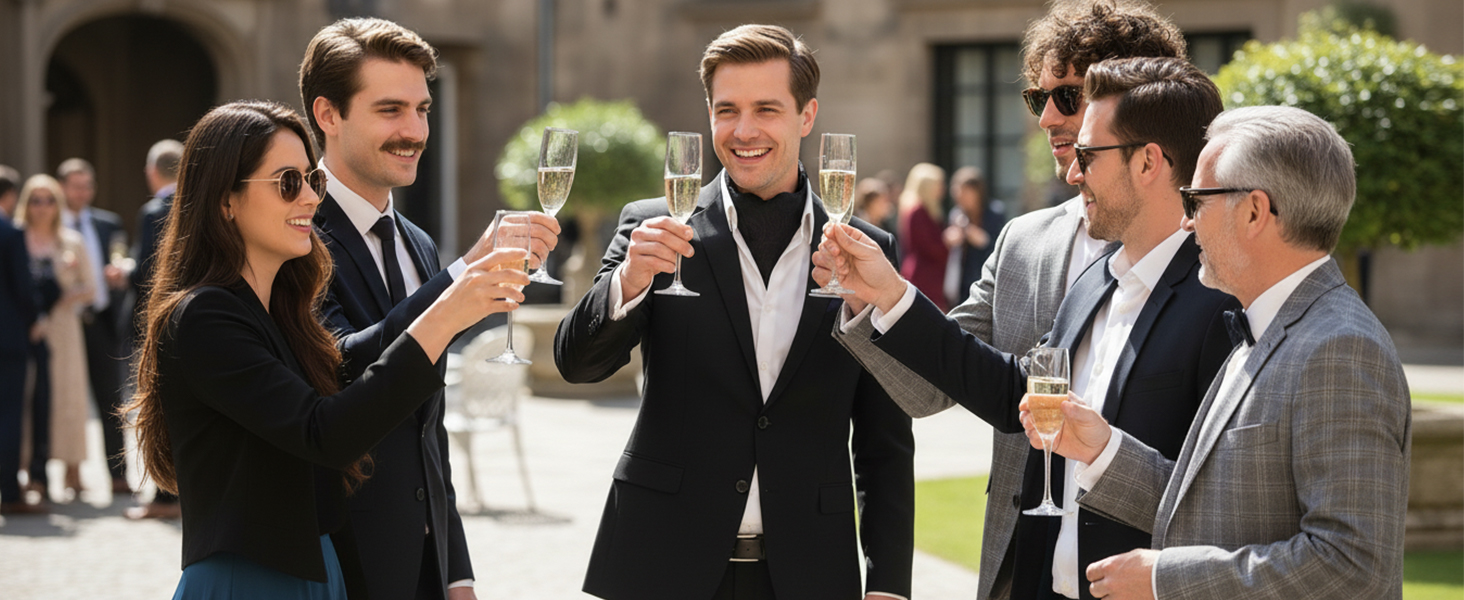 HISDERN Комплект краватка-снуд, краватка-аскот, хустинка для кишені чоловіча Paisley сіра/срібна для весілля та бізнесу