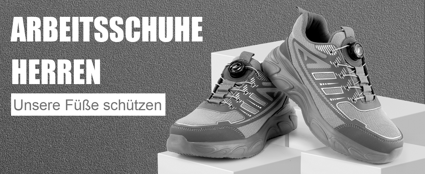 Чоловічі робочі черевики: захисні черевики зі сталевим підноском, з пряжкою та шнурівкою, неслизькі, легкі (44 EU, сірий)