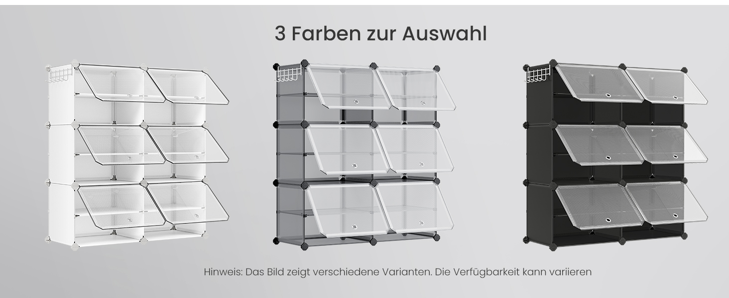 SONGMICS 10-Tier Shoe Rack, Shoe Cabinet, 30 x 40 x 30 cm per compartment, narrow, with doors, steel frame, plastic, for hallway, bedroom, entryway, LPC035B01 (6 compartments (83B x 94H cm), Slate Grey)