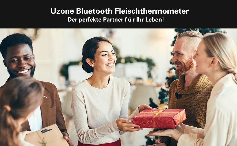 Бездротовий цифровий термометр для м'яса Uzone з Bluetooth, додатком для віддаленого контролю до 100 м, LCD-підсвіткою, 4 зондами (2 використовуються), для гриля, духовки, барбекю, коптильні