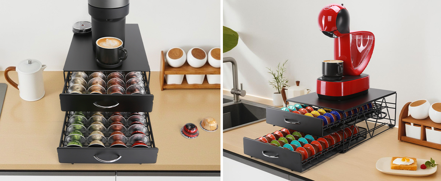 Тримач для капсул кави SYSYLY на 80 капсул, 2 ящики, сумісний з Tchibo Cafissimo, Dolce Gusto