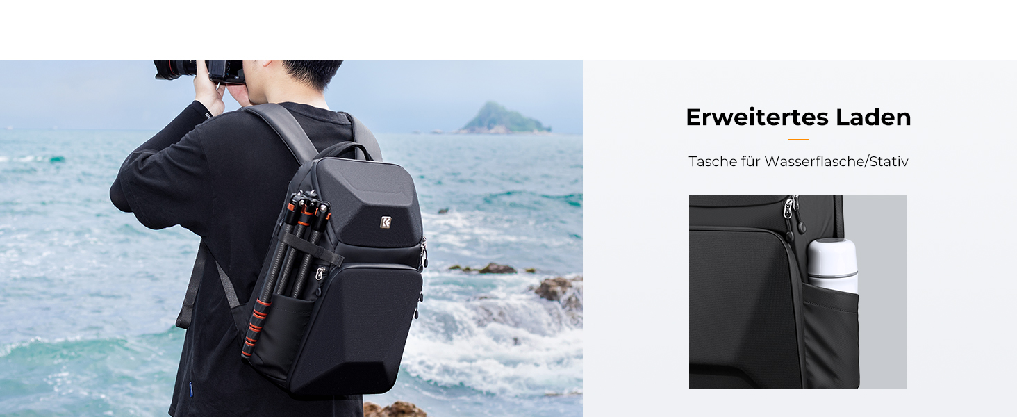 Рюкзак для камери K&F Concept: водонепроникний фоторюкзак для DSLR/зеркальних камер (20L, чорний)