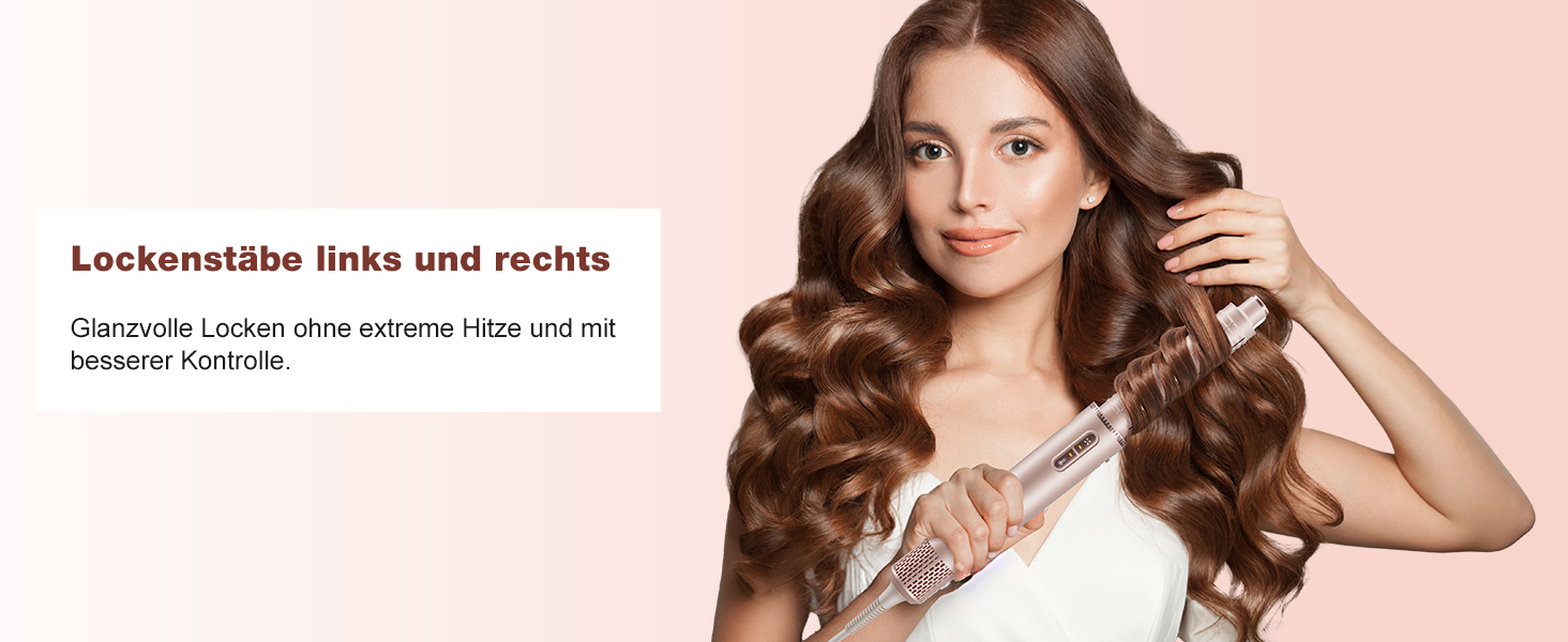 7MAGIC Airstyler 7-в-1: професійний набір для укладки волосся, 110000 обертів/хв, 1400 Вт, фен-щітка, авто-локон, випрямляч, іонізація, для створення об'єму, локонів та випрямлення, з дорожньою косметичкою