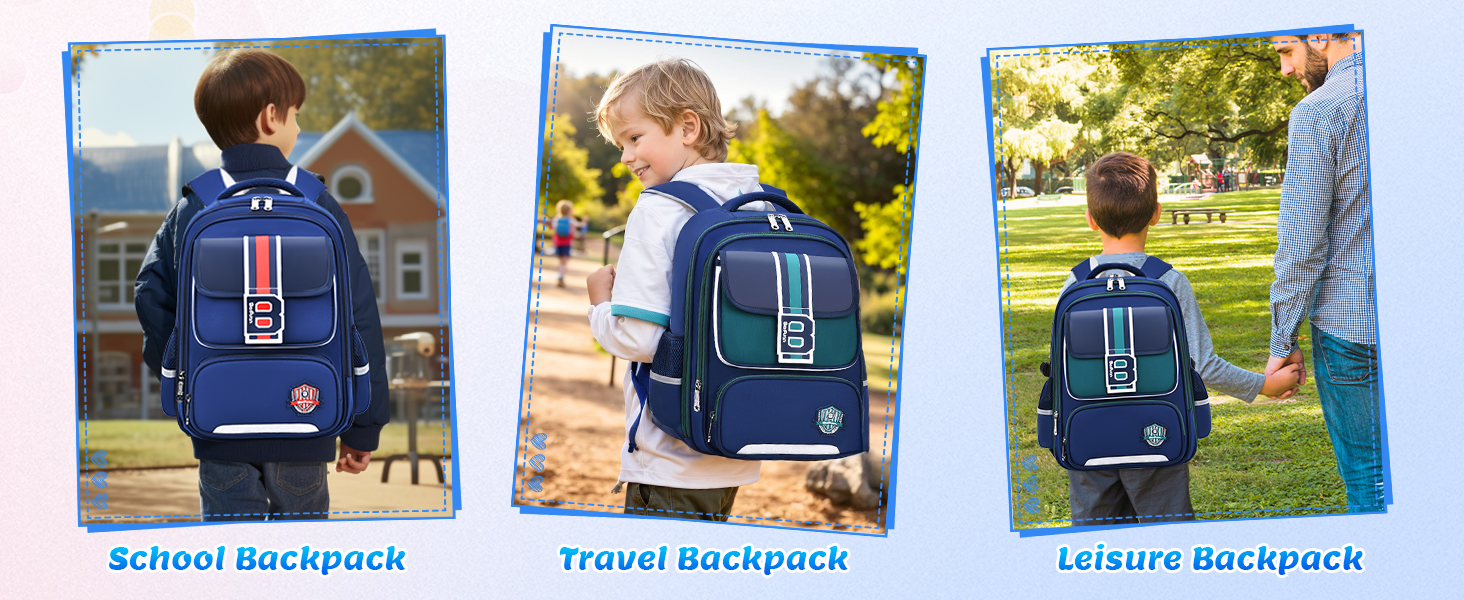 Шкільний рюкзак для хлопчика IvyH, 2-5 клас, 20 літрів. Ергономічний дитячий рюкзак для початкової школи, водонепроникний, 8-12 років, темно-синій/червоний