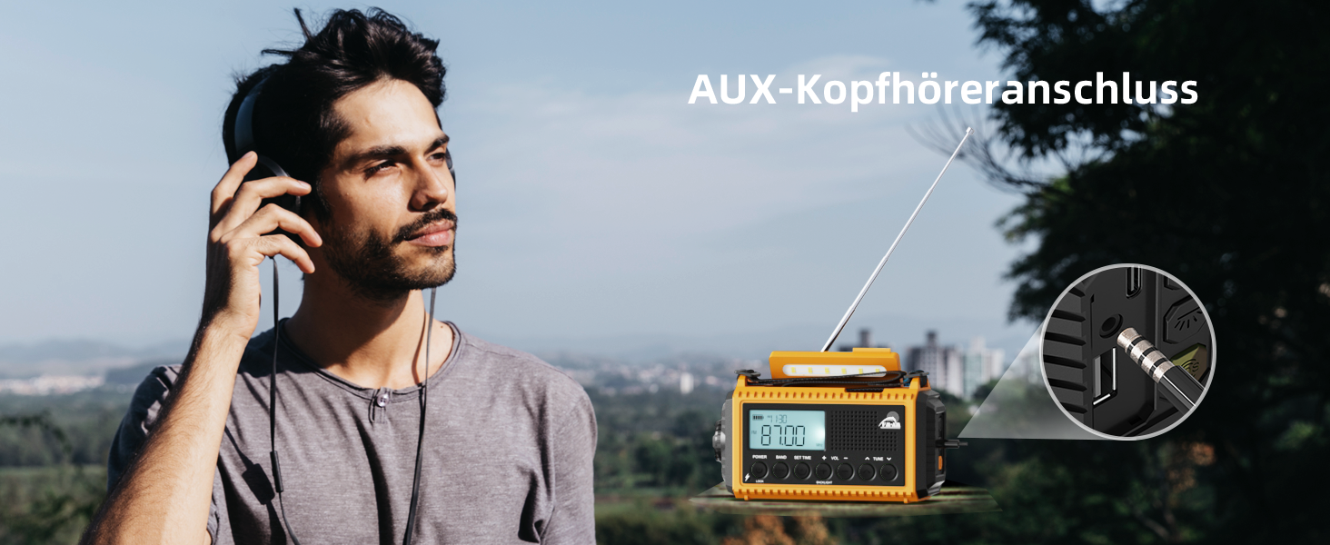 Радіо Kurbelradio 12000 mAh: Сонячне, ручне, аварійне радіо з ліхтариком та USB-зарядкою (Жовтий)
