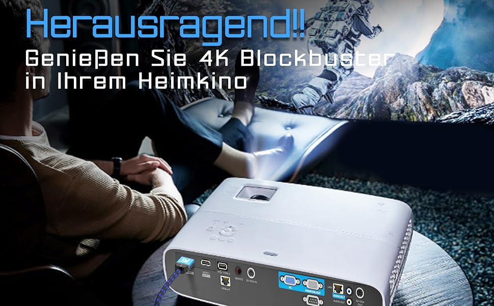 HDMI 2.0b кабель 4K 2 метри для домашнього кіно та геймінгу | Підтримка 4K@60Hz, HDR10+, Dolby Vision, ARC | Сумісний з PS5, Xbox Series X, UHD TV, Blu-Ray Player | Синій
