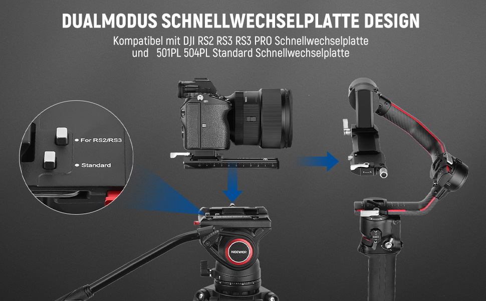 NEEWER Професійний штатив для відео 74' з Fluid-головкою, QR-платівкою, сумісний з DJI RS, для DSLR, максимальне навантаження 8 кг