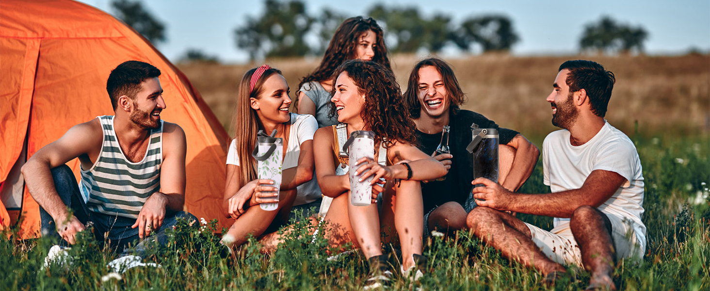 Термокружка Riley Joy 2.0 з нержавіючої сталі 1л з трубочкою та ручкою - для кави з собою, блакитна