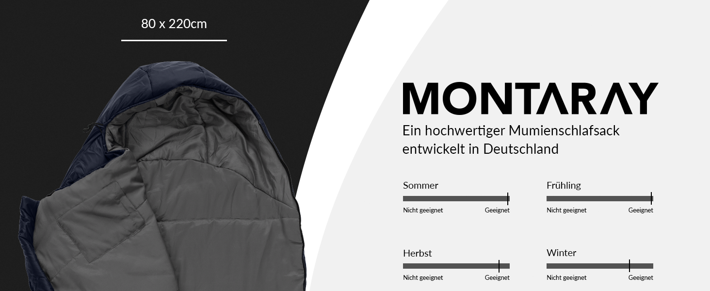 Спальний мішок Mumienschlafsack для 3-4 сезонів, 8°C/-5°C, блакитний, 80x220 см, з подушкою, для жінок та чоловіків