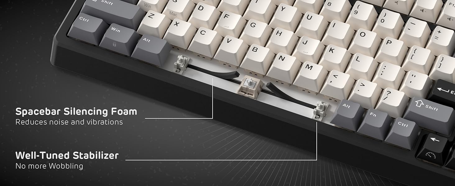 Механічна клавіатура RK ROYAL KLUDGE F99 з NumPad, Tri-Mode, Hot-Swap, 95/100 клавіш, BT/2.4G/USB-C, Pro-програмне забезпечення, акумулятор 5000 mAh, перемикачі Beige, колір Mokka Grey