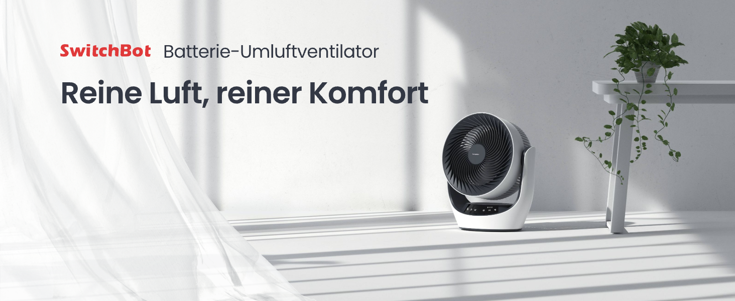 SwitchBot USB вентилятор для столу: тихий, акумуляторний, 4 режими, таймер, сумісний з Alexa/Google/Siri