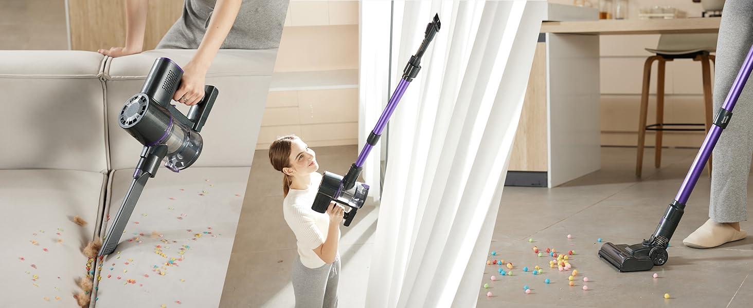 Бездротовий акумуляторний пилосос Vexilar V8PRO 6-в-1: для твердих поверхонь, килимів та шерсті тварин. 35KPa, 45 хв роботи.