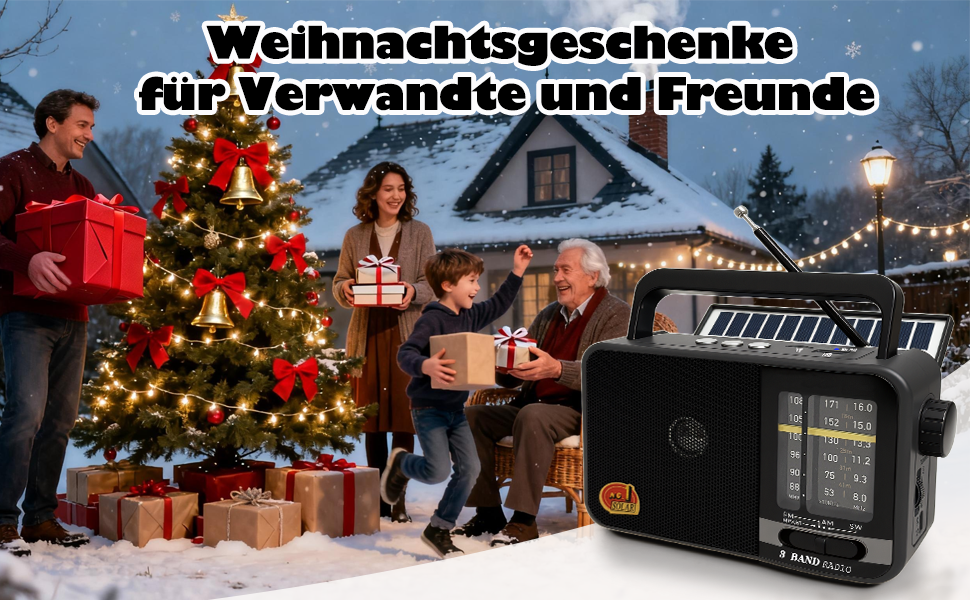 Портативна радіоприймач Klein з сонячною панеллю та акумулятором 1200mAh, AM/FM/SW, 8W динамік, TWS/USB/TF, для кемпінгу, надзвичайних ситуацій та відпочинку на природі (сірий)