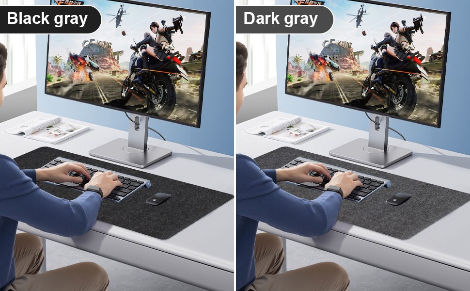 Килимок для столу з фетру, великий, 80x40 см. Нековзний килимок для столу, ігровий килимок, килимок для письма, офісний захист столу (Сірий)