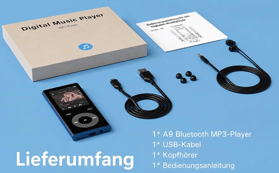 MP3 плеєр з Bluetooth 5.3 та динаміком, 90 ГБ пам'яті, 2.4