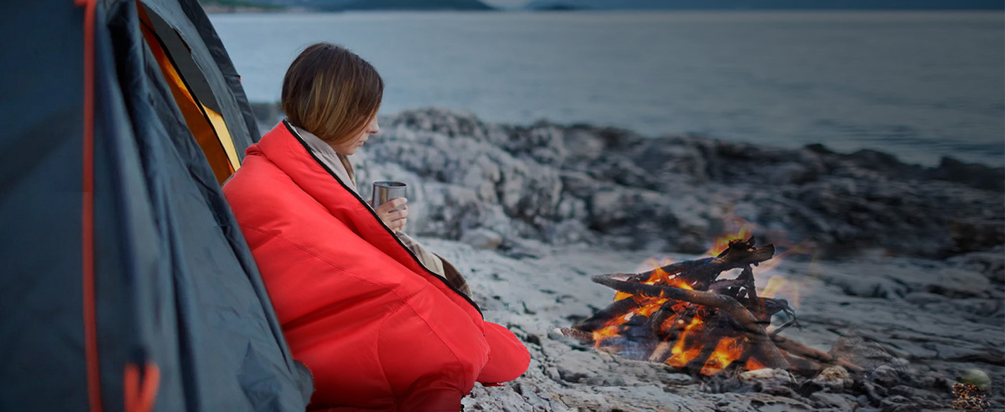 Сплячий мішок - компактний, легкий літній спальник для кемпінгу, відпочинку на природі, дорослих, піших прогулянок та відпочинку в приміщенні (зелений/червоний)