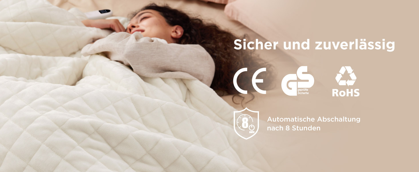 Електрична ковдра BEDSURE з автовимкненням, 130x180 см, сіра. 6 режимів нагріву, таймер 10 годин. Ідеальний подарунок для жінок та мами.