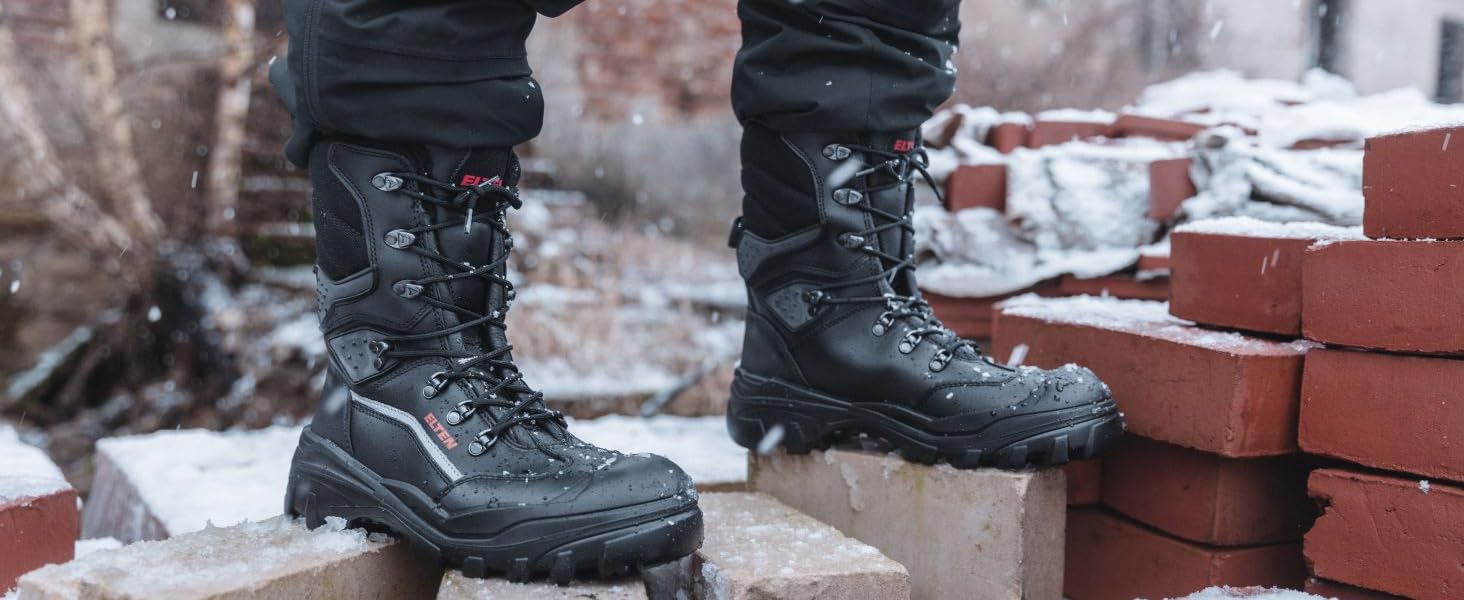 Черевики робочі ELTEN Renzo Winter S3S CI, зимові, шкіряні, сталевий підносок, чорні, 43 EU (жіночі та чоловічі)