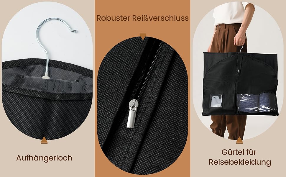 Чохли для одягу чоловічі 100x60 см, набір 4 шт. для костюмів, жакеток, сорочок + 2 мішечки для взуття. Дихаючі захисні чохли з блискавкою для подорожей та зберігання.