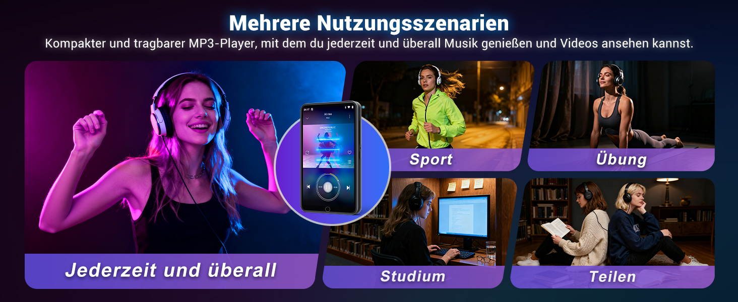 MP3 плеєр 80GB Bluetooth WiFi з Spotify, Hi-Fi Lossless, FM-радіо, E-Book (чорний)