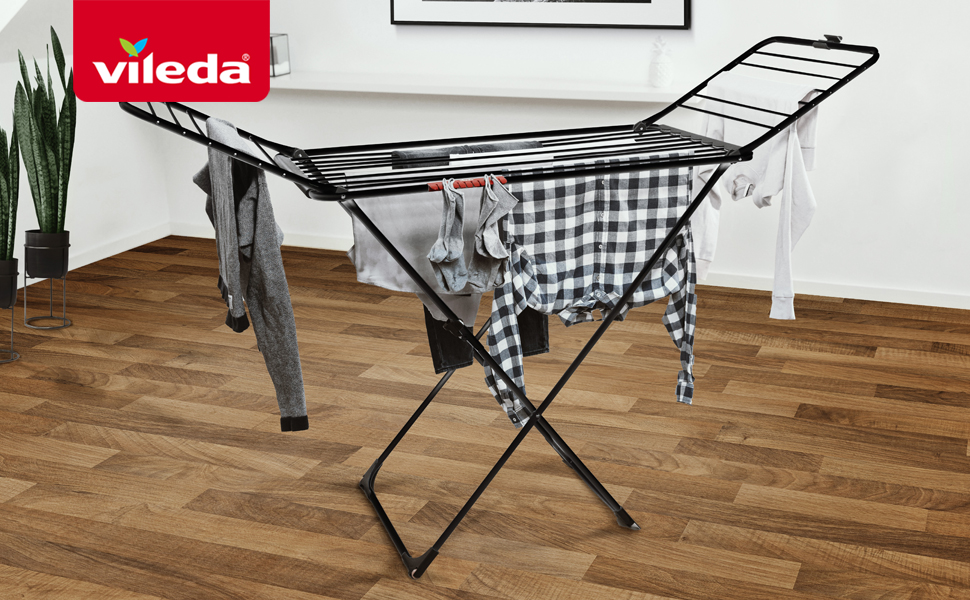 Сушарка для білизни Vileda King з мотузкою 20 м, тримач для дрібних речей, білий/чорний
