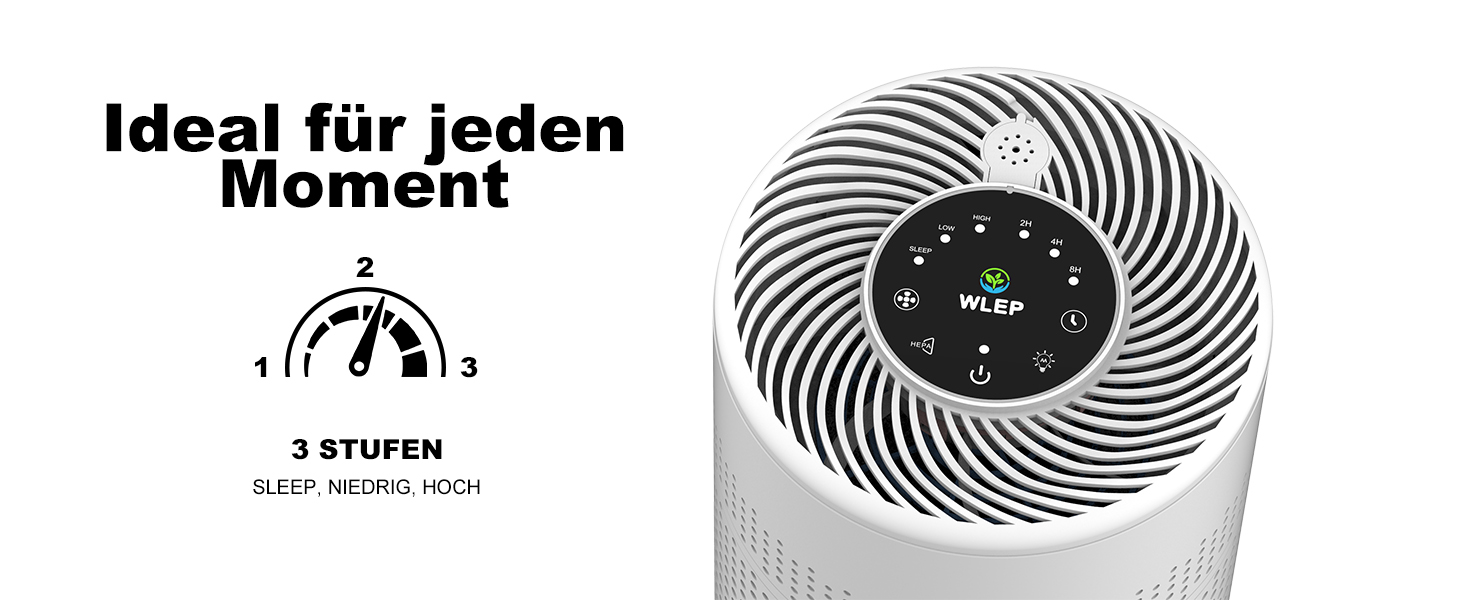 Розумний очищувач повітря WiFi з керуванням через додаток та голосовими помічниками Alexa/Google - 360° повітряний потік, фільтр HEPA H13 (99,97%), нічний режим 20 dB, CADR 90 м³/год, кольорове підсвічування для спальні (KJ1-6)