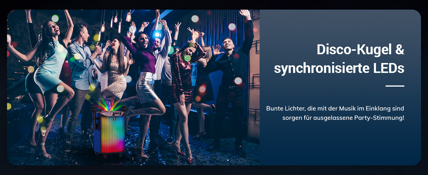 Караоке система TONOR K20 з 2 мікрофонами, Bluetooth, світлодіодна куля, для дому та відпочинку