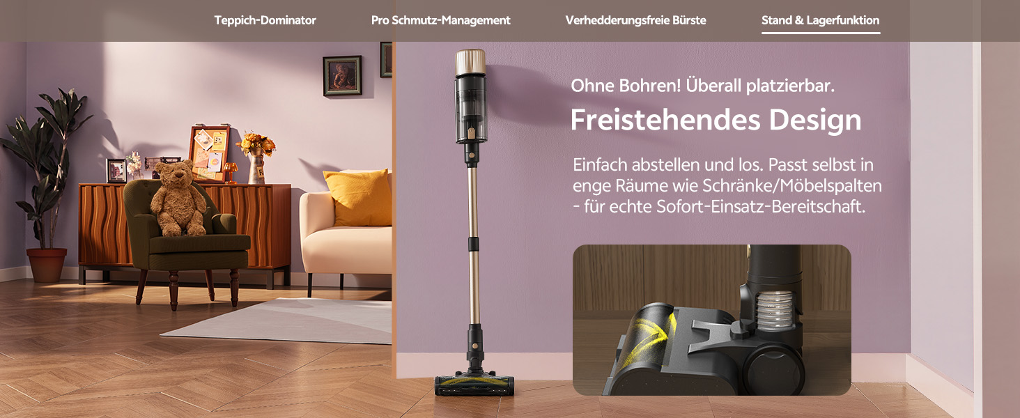 Бездротовий пилосос Ultenic з акумулятором, 600W, 55000Pa, 65 хвилин роботи, GreenEye технологія, телескопічна труба, самостійна парковка, 6-шарова фільтрація, щітка Anti-Tangle, для шерсті тварин/килимів/твердих підлог