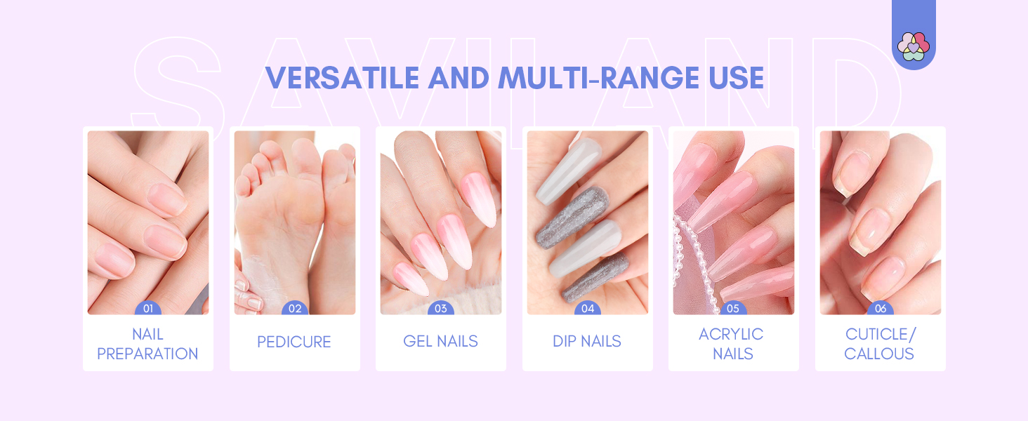 Електричний апарат для манікюру та педикюру Saviland 12 в 1, 40000 обертів/хв, USB, з набором фрез, блакитно-фіолетовий градієнт