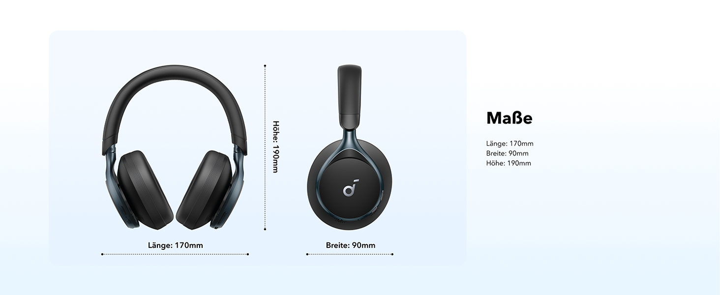 Soundcore Space One: Бездротові навушники Over-Ear з активним шумозаглушенням, Bluetooth 5.3, Hi-Res Audio (Чорний)