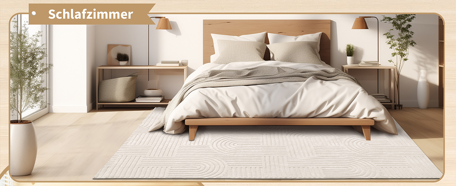 Килим для вітальні 160x230 см, великий пухнастий з коротким ворсом, миючий, сучасний, з 3D ефектом, неслизький, для їдальні, кухні, спальні, бежевий