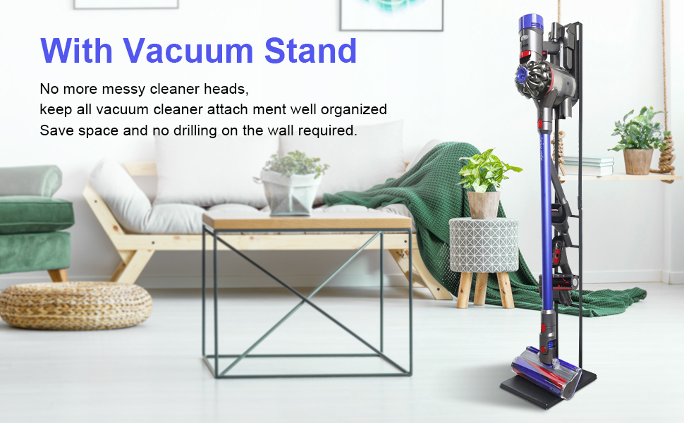 No-Drill Dyson & Dreame Vacuum Stand Holder - Metal Floor Stand for V11, V10, V8, V7, V6, DC58, DC59, DC62, DC74 & Xiaomi Vacuum Cleaners