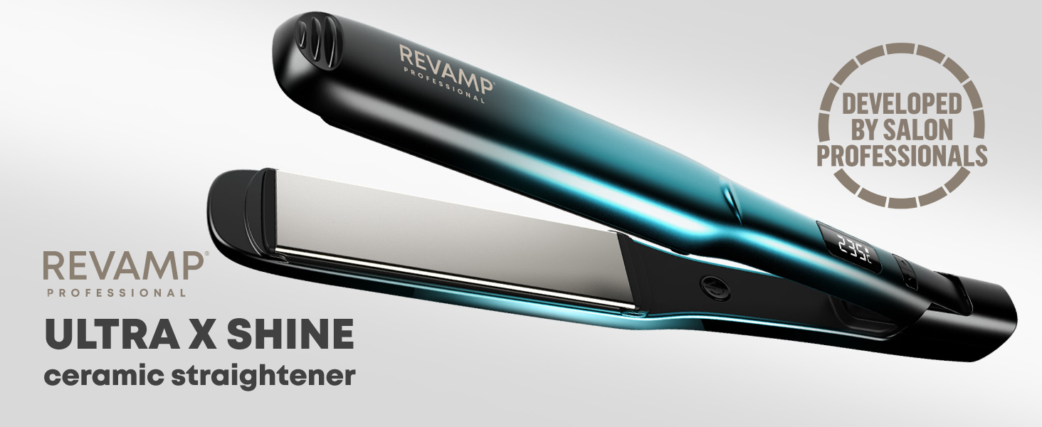 Випрямляч для волосся Revamp Progloss Ultra X Shine Keramik: професійний, з керамічними іонними пластинами для довгого та густого волосся