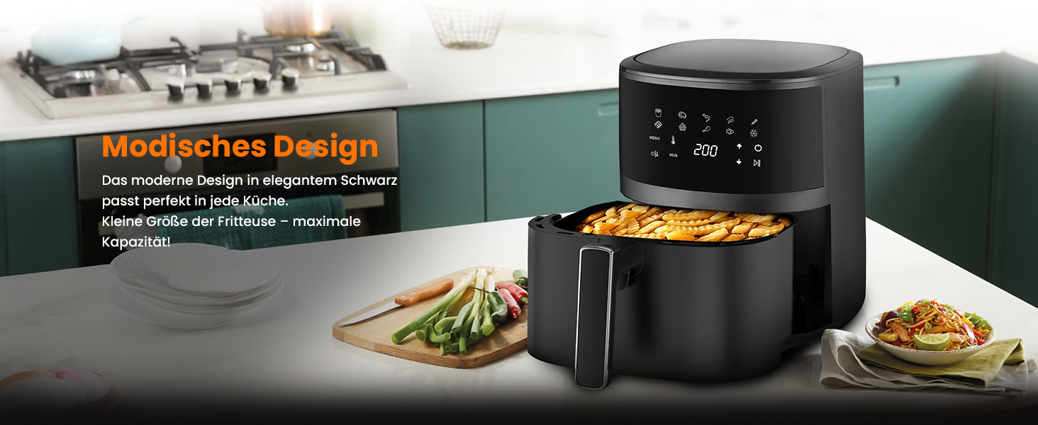 Аерофритюрниця Extralink 4.2L, 1400W з 10 функціями приготування, LED-сенсорний екран, економія енергії, 90% менше жиру