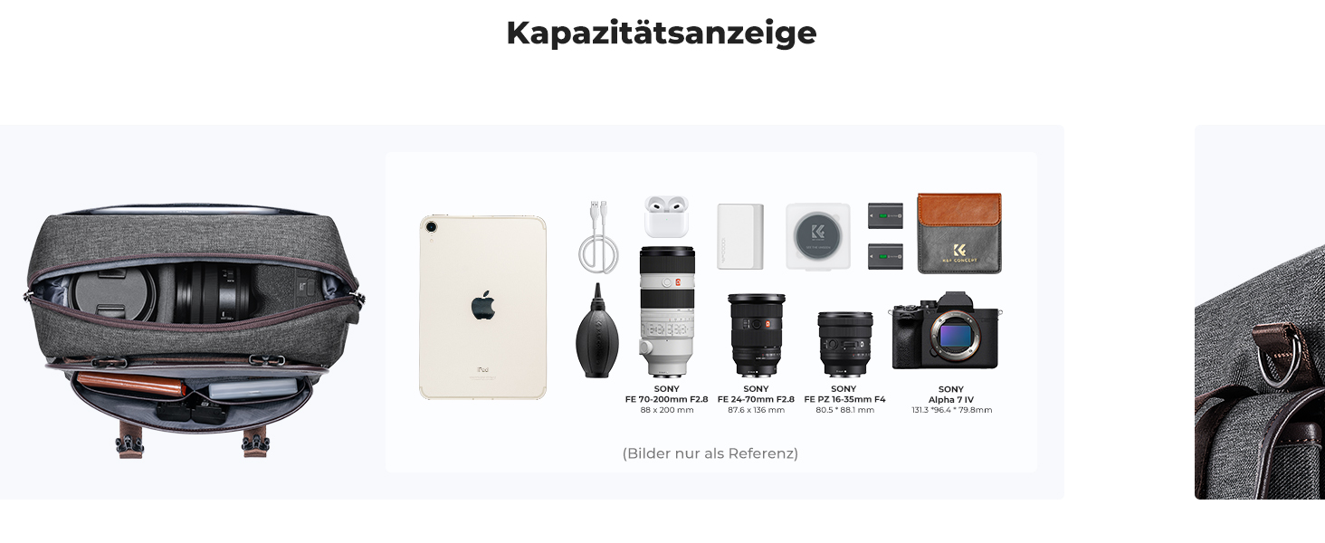 Сумка для камери K&F Concept, фотосумка для DSLR/SLR, сумка для фотографа з відділеннями для об'єктивів та аксесуарів, сіра