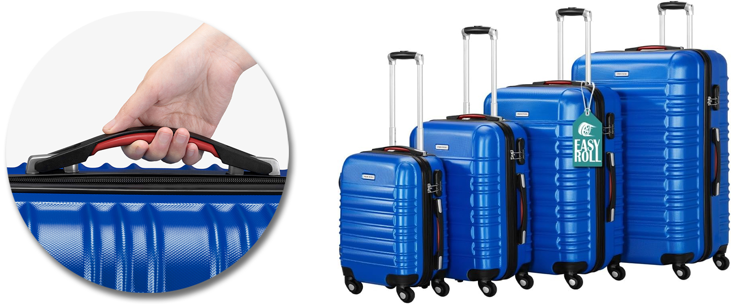 Набір валіз ABS S-M-L-XL з телескопічною ручкою та кодовим замком, срібний