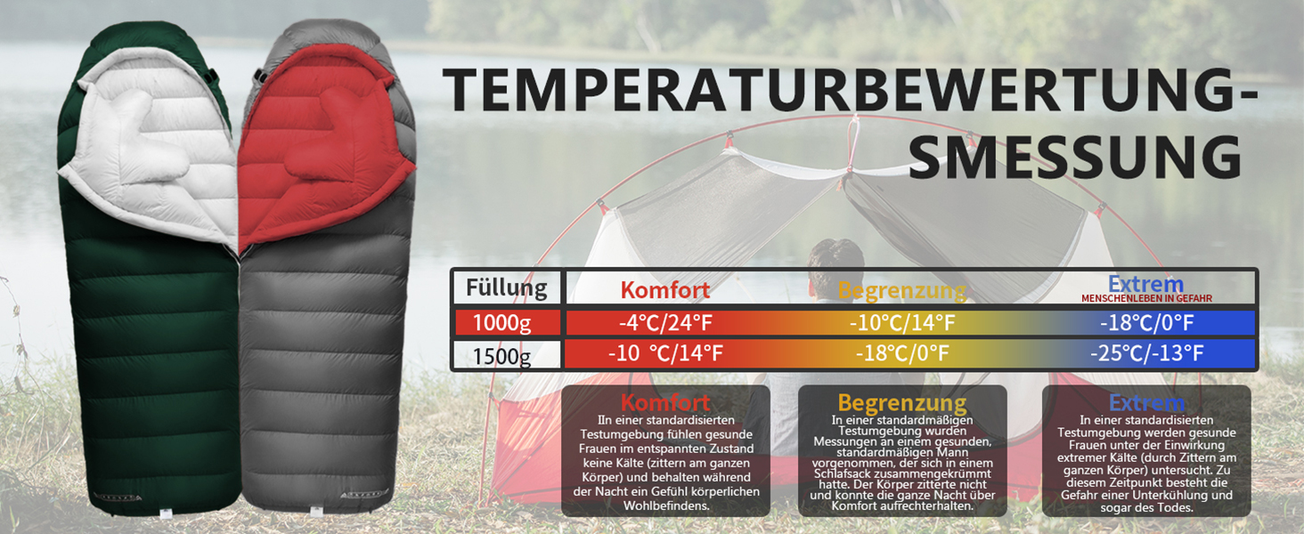 Спальний мішок для дорослих з пухом, 680FP, Outdoor, зимовий, для кемпінгу, походів та подорожей, з компресійним мішком, -10°C, сірий