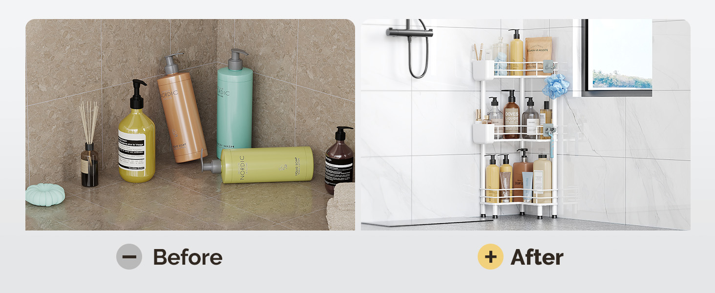 Набір з 3 кутових поличок для душу Orimade, нержавіюча сталь, без свердління, для ванної кімнати