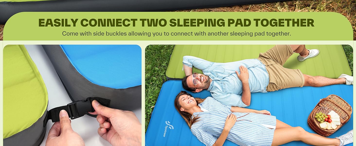 Sportneer Self-Inflating Camping Mat - 198x76cm Outdoor Sleeping Pad - 10cm Thick Air Mattress for Tent, Overnight Stays, Sunbathing, Relaxation, and Picnics