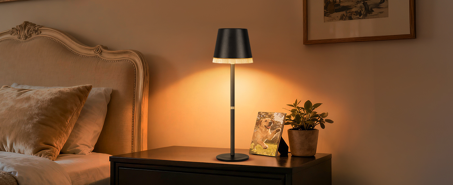 Настільна лампа LED акумуляторна бездротова OUTON з RGB підсвіткою, димуванням та сенсорним керуванням, чорна (2 шт)